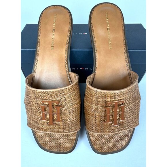 Tommy Hilfiger Women's Tanyha Sandal 10 Tan Brown Slide Shoe Neutral Travel - Picture 2 of 8